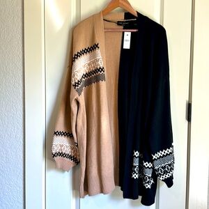 NWT Lane Bryant camel and black cardigan